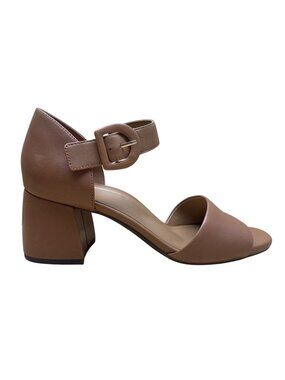 Vionic Women’s Brown Adhesive Strap Open Toe Block Heel Strap Sandals Size 9.5